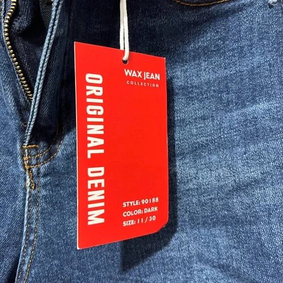 Wax Jean High-Rise Dark Blue Distressed Jeans - Picture 6 of 9